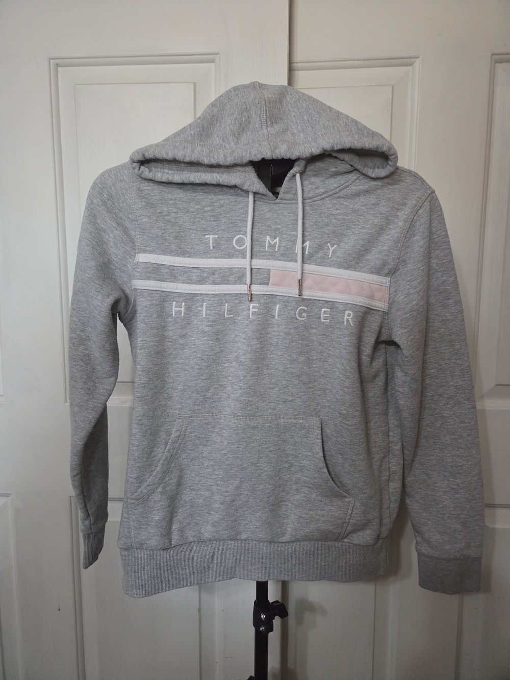 Tommy Hilfiger Ladies Gray Logo Hoodie Sweatshirt